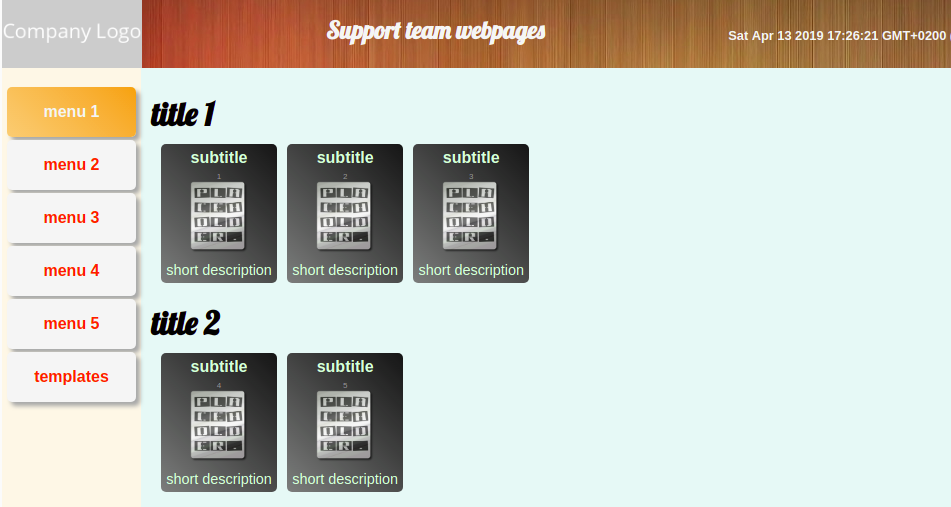 Screen shot of a support team web page